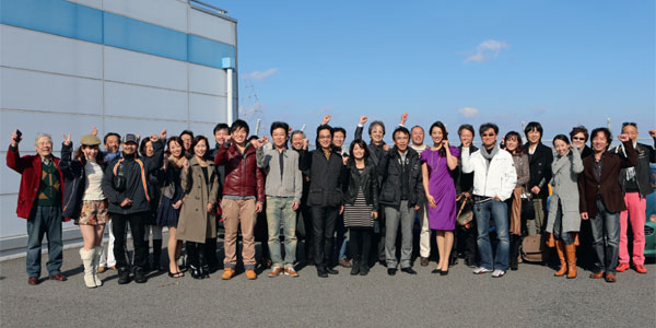 Aston Martin owners at the Maishima Helliport in Osaka