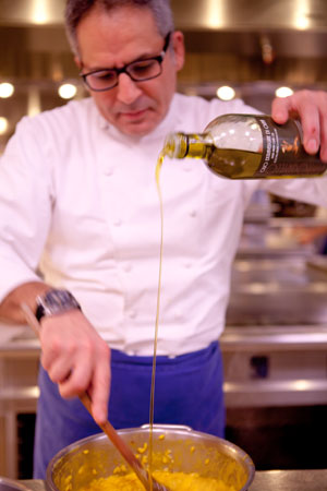Preparing dinner in the kitchens of the Four Seasons in Milan