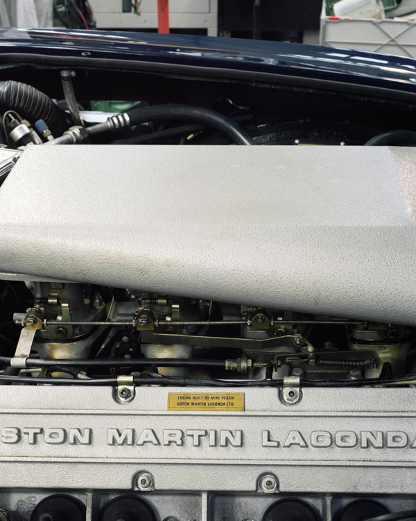 Michael Peach's nameplate on the engine of a V8 - one of nearly 400 he built during his time on the production line